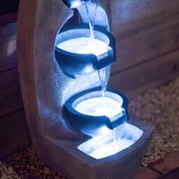 Primrose Tiered Stone Effect Cascading Water Feature Pouring Bowls 5 Tier 102cm in Light Grey - thumbnail 4