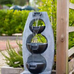 Primrose Tiered Stone Effect Cascading Water Feature Pouring Bowls 5 Tier 102cm in Light Grey - thumbnail 3