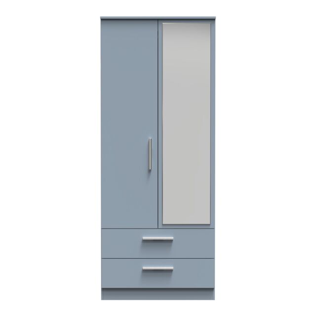 Ready Assembled 2 U Trent 2 Door 2 Drawer Mirrored Robe (Ready Assembled) in Light Blue - image 1