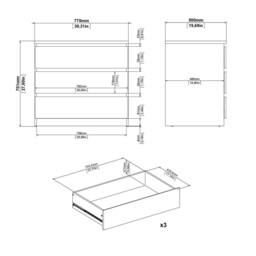 Wyld Haus Budapest 3 Drawer White Chest Laminated Board - thumbnail 9