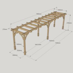 Rutland County Garden Furniture Ltd Premium Pergola 6 Posts - Wood - L240 x W780 x H270 cm - Light Green - thumbnail 6