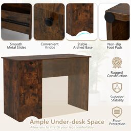 Costway Computer Desk Home Office Writing Study Desk with 2 Drawers-Brown in Brown - thumbnail 6