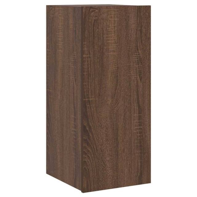 Berkfield Home TV Wall Cabinet with LED Lights Brown Oak 30.5x35x70 cm - image 1