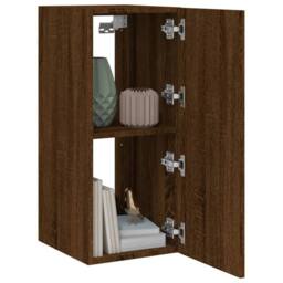 Berkfield Home TV Wall Cabinet with LED Lights Brown Oak 30.5x35x70 cm - thumbnail 7