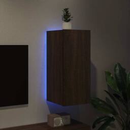Berkfield Home TV Wall Cabinet with LED Lights Brown Oak 30.5x35x70 cm - thumbnail 4