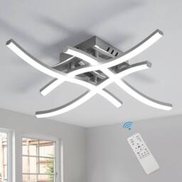 Pheashine Sleek LED Ceiling Light Silver Four-Pronged Stepless Dimming 45x45x8CM - Size: 45 x 45 x 8 cm - thumbnail 2