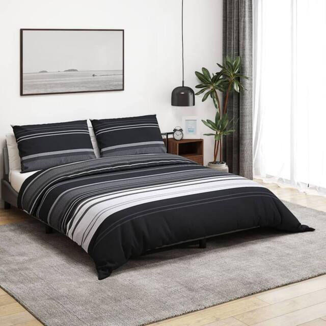 Berkfield Home Duvet Cover Set Black & White 200x200 cm Cotton - image 1