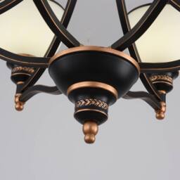 NIVOR Classic 6-Light Bell Pendant, Black Gold Frosted Glass Chandelier E27 in Bronze - thumbnail 8