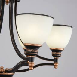 NIVOR Classic 6-Light Bell Pendant, Black Gold Frosted Glass Chandelier E27 in Bronze - thumbnail 9