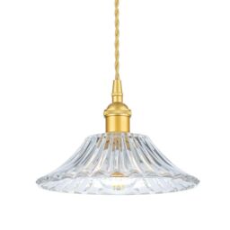 Netlighting Wilshire Dome Pendant Light Satin Gold with Decorative Glass