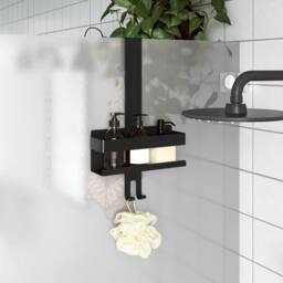 Berkfield Home Hanging Shower Caddy Matt Black Brushed 304 Stainless Steel - thumbnail 2