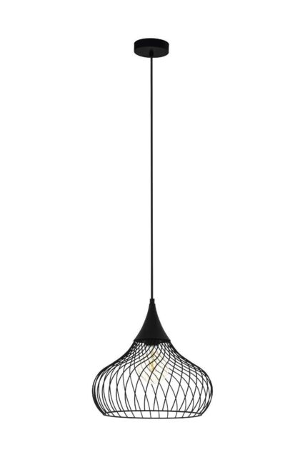 Eglo Staverton Metal 1 Light Ceiling Pendant in Black - image 1
