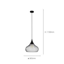 Eglo Staverton Metal 1 Light Ceiling Pendant in Black - thumbnail 4