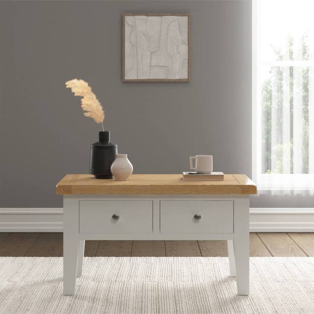 Seconique Windsor 2 Drawer Coffee Table (Fully Assembled) in Ivory - image 1