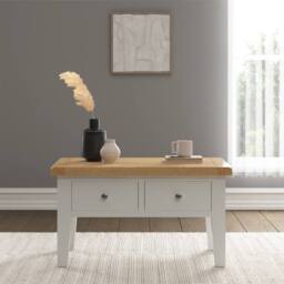 Seconique Windsor 2 Drawer Coffee Table (Fully Assembled) in Ivory - thumbnail 1