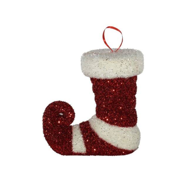 Garden Greatness Candyland Glitter Elf Shoe Hanging Decoration in Red - Size: 1 Pack