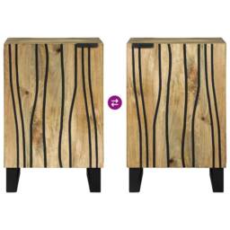 Berkfield Home Bathroom Cabinet 38x33.5x58 cm Solid Wood Mango & Engineered Wood in Beige - thumbnail 9