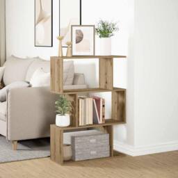 Berkfield Home Room Divider Bookcase 3-Tier Artisan Oak 70x24x97 cm Engineered Wood in Brown - Size: 70 x 24 x 97 cm - thumbnail 3