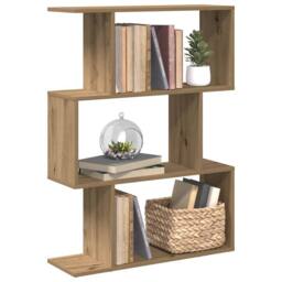 Berkfield Home Room Divider Bookcase 3-Tier Artisan Oak 70x24x97 cm Engineered Wood in Brown - Size: 70 x 24 x 97 cm - thumbnail 2
