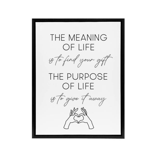 "Artery8 The Meaning & Purpose Of Life Sweet Sincere Framed Canvas Art Print in White - Size: W12"" x H16""" - image 1