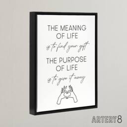 "Artery8 The Meaning & Purpose Of Life Sweet Sincere Framed Canvas Art Print in White - Size: W12"" x H16""" - thumbnail 2