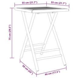 Berkfield Home Beautiful Folding Garden Table 55x55x75 cm Bamboo in Brown - Size: 55 x 55 x 75 cm - thumbnail 8