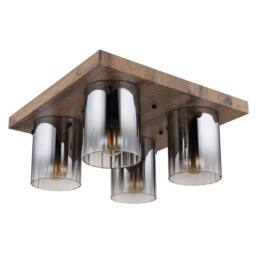 Netlighting Underwood Cluster Ceiling Light Wood Look Smoke Glass 4x E27 in Brown - thumbnail 2
