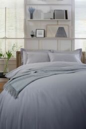 The Lyndon Company 800 Thread Count 100% Cotton Luxury Hotel Quality Fitted Sheets in Grey - Size: Super King Fitted - thumbnail 4