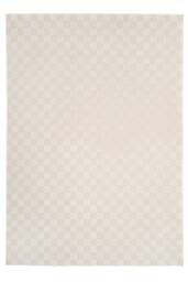 Kukoon Retro Checkerboard Plush Pile Cream Beige Living Room Area Rug - Size: 80 cm x 150 cm - thumbnail 1