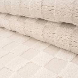 Kukoon Retro Checkerboard Plush Pile Cream Beige Living Room Area Rug - Size: 80 cm x 150 cm - thumbnail 3