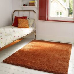 The Rug Shop UK Modern Plain Shaggy Anti-Shed Easy To Clean Area Rug in Orange - Size: 160 cm x 230 cm - thumbnail 1