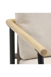 H&O Direct Linen Armchair with Metal Frame & Thick Cushion in Beige - thumbnail 5