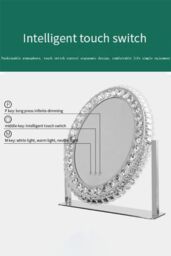 Living and Home 360° Rotation Vanity Oval Mirror with Lights 3 Color Lighting Modes Vanity Mirror in Natural - thumbnail 2