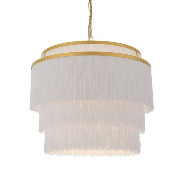Netlighting 'VARESE' Stylish Dimmable Indoor 3 Light Fabric Ceiling Pendant in Gold - image 1