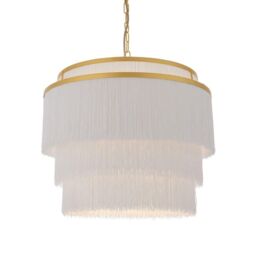 Netlighting 'VARESE' Stylish Dimmable Indoor 3 Light Fabric Ceiling Pendant in Gold