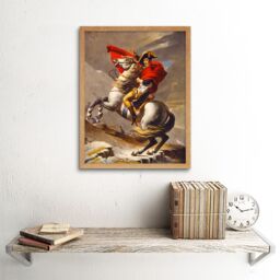 "Artery8 Wall Art Print Napoleon Bonaparte Portrait Painting France Emperor Crossing the Alps on a Horse Art Framed in Light Oak - Size: W12"" x H16""" - thumbnail 2