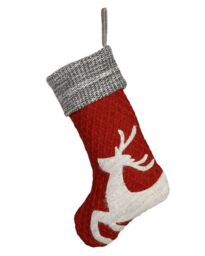 Dibor Set of 4 Red Sweater Knit Reindeer Xmas Gift Christmas Stocking - Size: 4 Pack - thumbnail 2