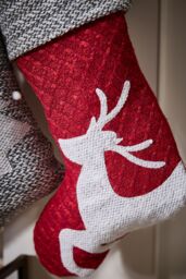 Dibor Set of 4 Red Sweater Knit Reindeer Xmas Gift Christmas Stocking - Size: 4 Pack - thumbnail 3