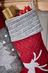 Dibor Set of 4 Red Sweater Knit Reindeer Xmas Gift Christmas Stocking - Size: 4 Pack - thumbnail 4
