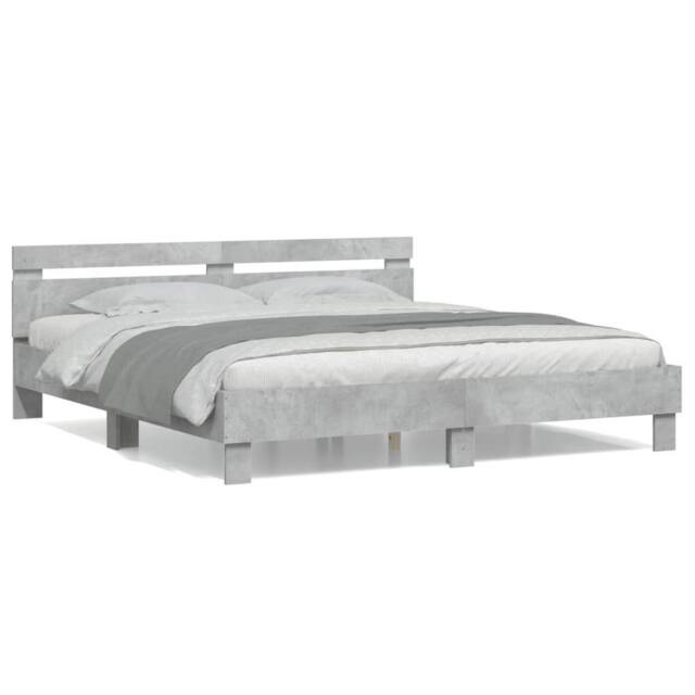 Berkfield Home Bed Frame without Mattress Concrete Grey 180x200 cm Super King - image 1