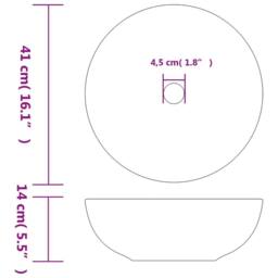 Berkfield Home Countertop Basin Multicolour Round Œ¶41x14 cm Ceramic in White - Size: 41x14 cm - thumbnail 6