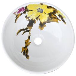 Berkfield Home Countertop Basin Multicolour Round Œ¶41x14 cm Ceramic in White - Size: 41x14 cm - thumbnail 4