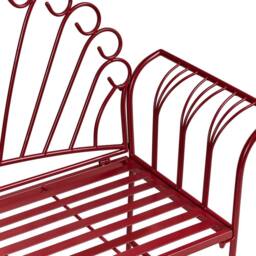 Wyld and Coco Burgundy Iron 2-Seater Outdoor Bench - Retro Style with Flared Arms in Red - thumbnail 6