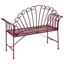 Wyld and Coco Burgundy Iron 2-Seater Outdoor Bench - Retro Style with Flared Arms in Red - thumbnail 5