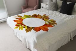 Benjamin Tate Design Circled Autumn Leaves Blanket in Natural - Size: 120 cm x 150 cm - thumbnail 3