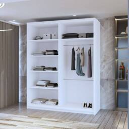 Sliding Wardrobes 4U Eden Double Mirror Sliding Door Wardrobe 150cm X 217cm in White - Size: 150 cm X 217 cm - thumbnail 3