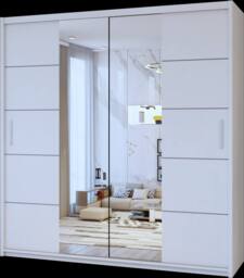 Sliding Wardrobes 4U Eden Double Mirror Sliding Door Wardrobe 150cm X 217cm in White - Size: 150 cm X 217 cm - thumbnail 2