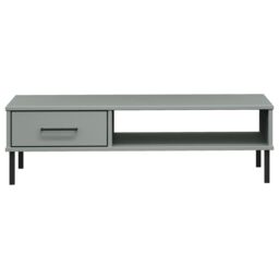 Berkfield Home Coffee Table with Metal Legs Grey Solid Wood Pine OSLO - thumbnail 4