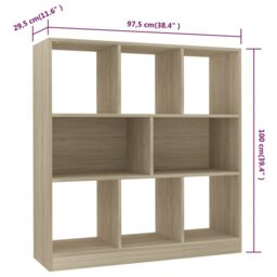Berkfield Home Book Cabinet Sonoma Oak 97.5x29.5x100 cm Engineered Wood in Brown - thumbnail 6