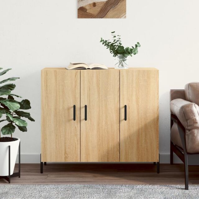Berkfield Home Sideboard Sonoma Oak 90x34x80 cm Engineered Wood in Brown - Size: 90 x 34 x 80 cm - image 1